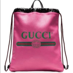 GUCCI Logo Interlock GG Pink Leather Backpack Tote